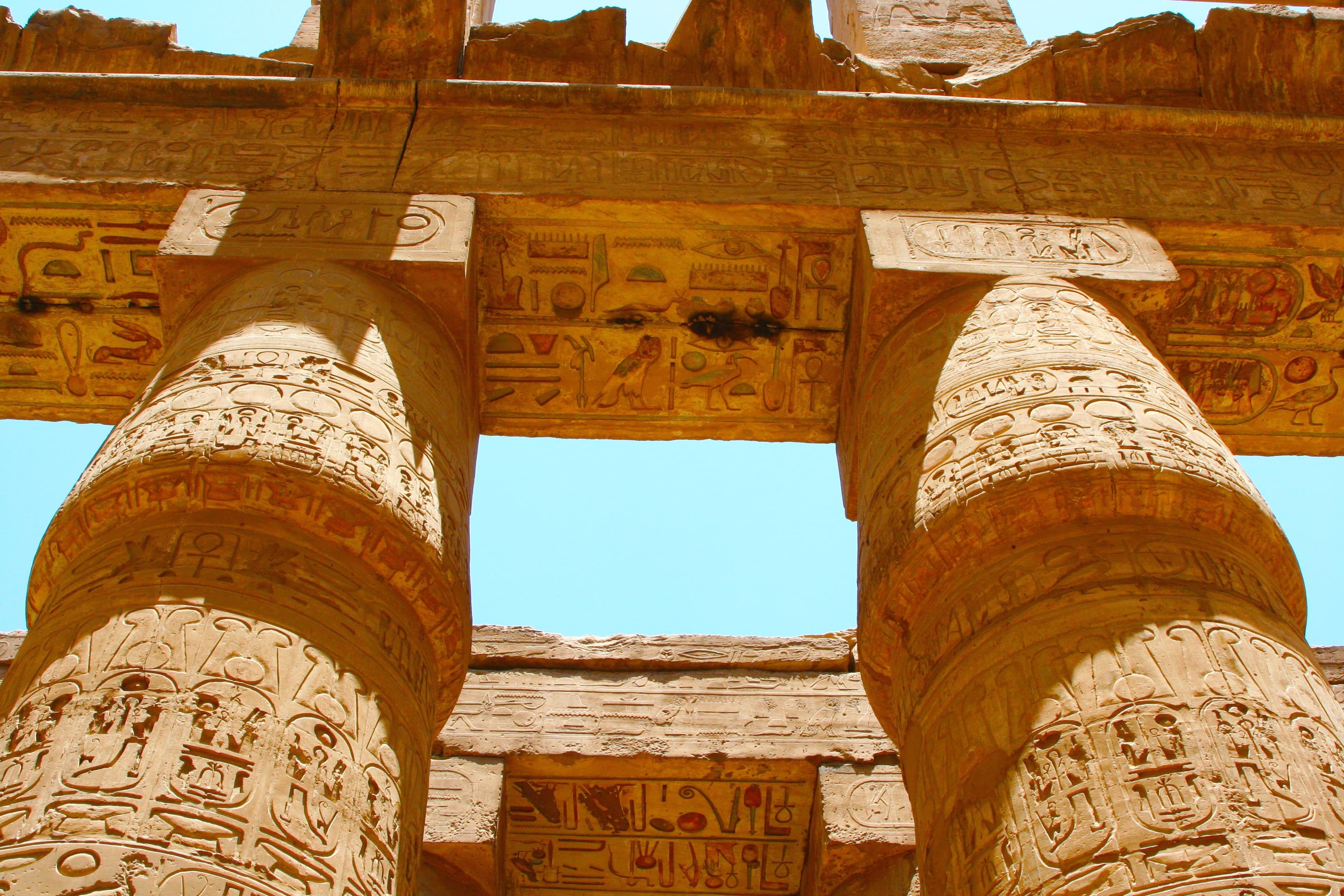 Ancient Egyptian temple at golden hour